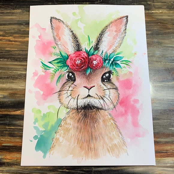 SALE!! Cottontail bunny painting handmade.   2 - Picture 6 of 6